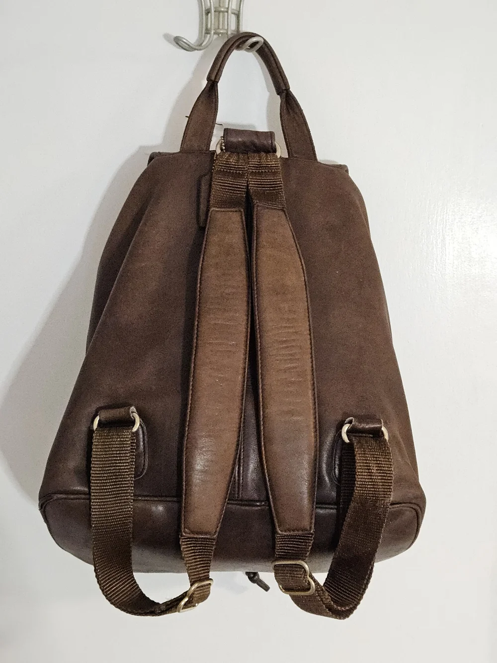 Large Leather Drawstring Coach Backpack